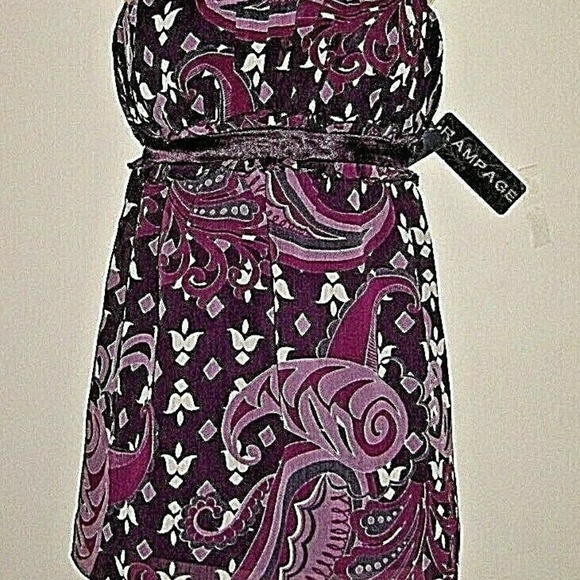 Purple Print Spaghetti Straps Lined Top - Picture 2 of 3